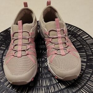 Skechers Tan and Pink Athletic Shoes with Breathable Mesh